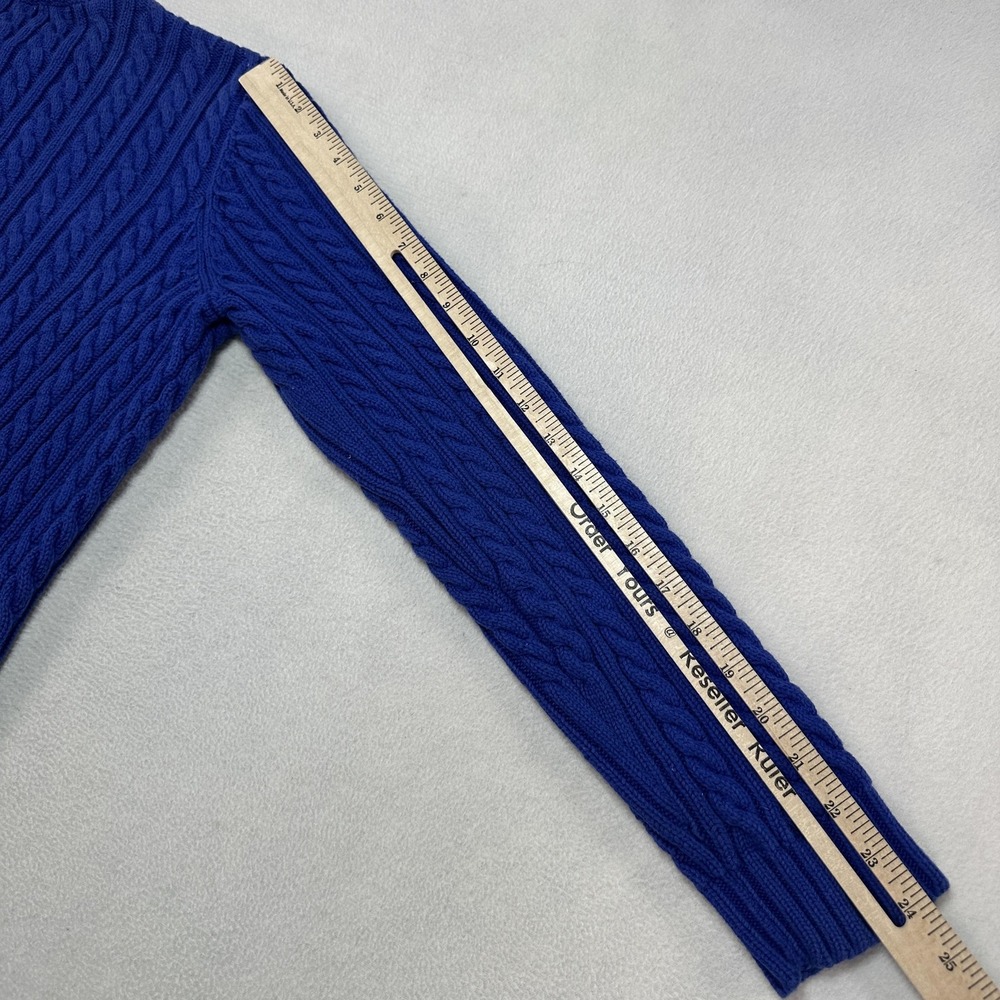 Lauren Ralph Lauren Sweater Womens Small Blue Cable Knit Crest Logo Prep Formal - Picture 10 of 10